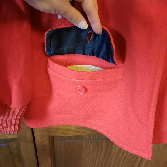 Vintage 1960s Soo wool red knit insulated full metal zipper hunting field coat - Picture 7 of 15